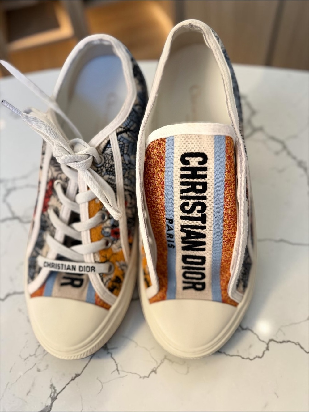 Christian Dior Walk’n’Dior T-World Embroidered Canvas Sneakers size 8